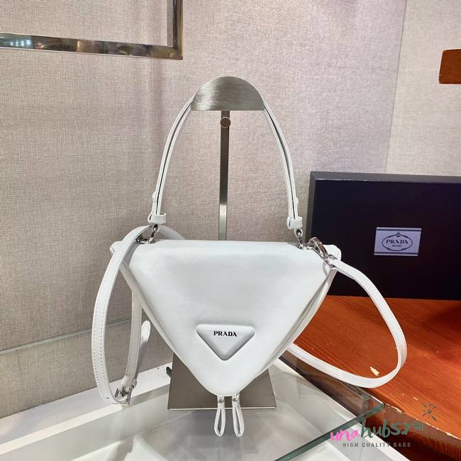 Prada White Triangular Padded Nappa Leather Crossbag - 1