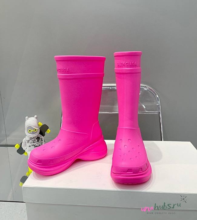 Balenciaga Hot Pink Crocs Boots - 1
