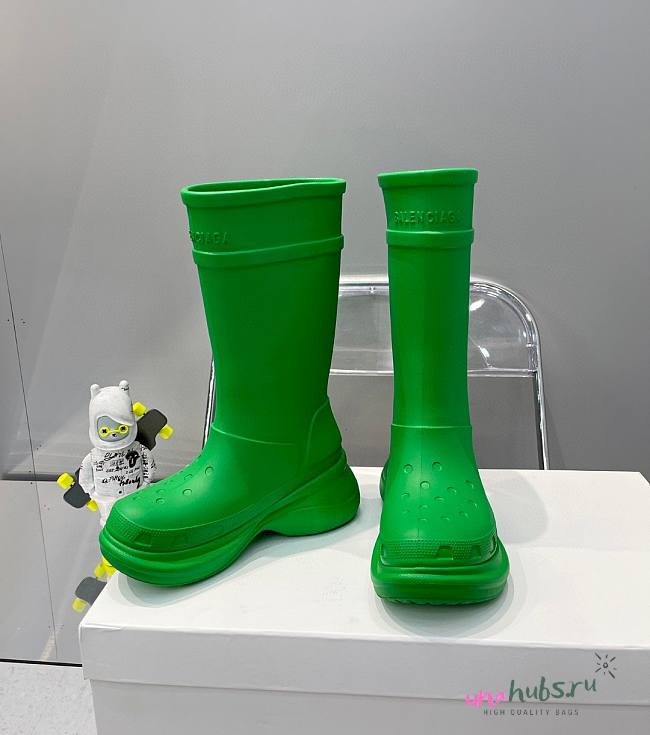 Balenciaga Green Crocs Boots - 1