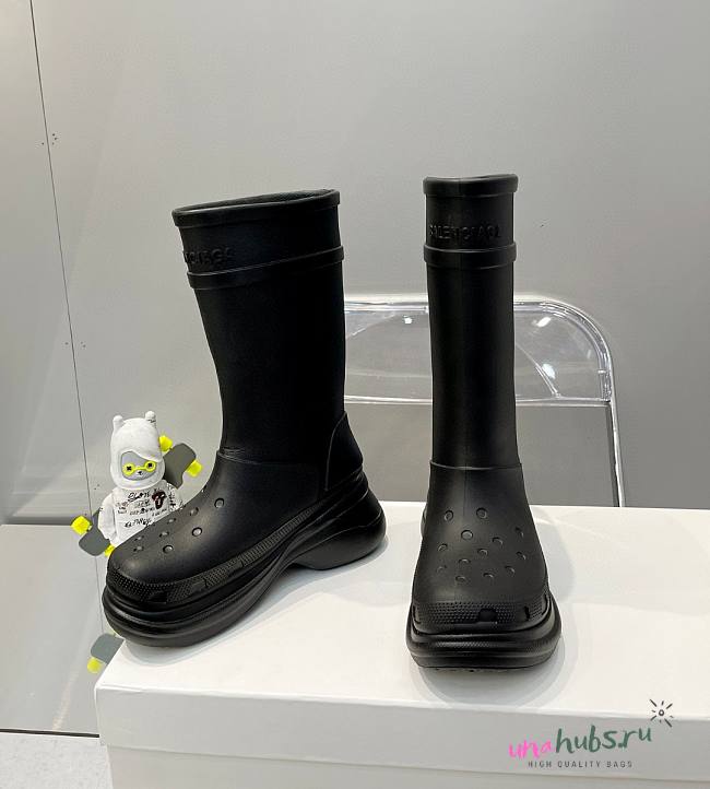 Balenciaga Black Crocs High Boots - 1