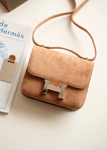 Hermes Constance Brown Suede Leather 19cm Bag
