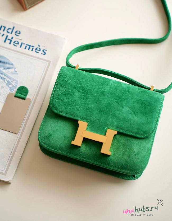 Hermes Constance Green Suede Leather 19cm Bag - 1