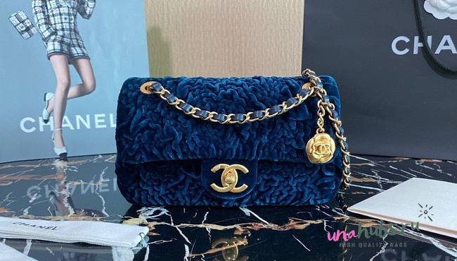 Chanel 21A Jewel Chain Blue Velvet Bag - 1