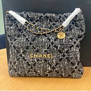 Chanel 22 Wool Tweed & Gold-Tone Metal Tote Black Bag  - 1