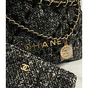 Chanel 22 Wool Tweed & Gold-Tone Metal Tote Black Bag  - 6