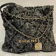 Chanel 22 Wool Tweed & Gold-Tone Metal Tote Black Bag  - 5