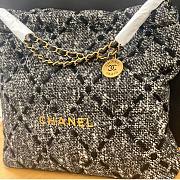 Chanel 22 Wool Tweed & Gold-Tone Metal Tote Black Bag  - 3