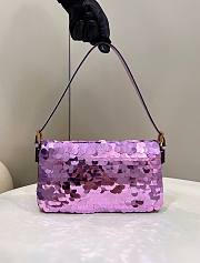 Fendi Mini Baguette purple sequinned leather bag - 5