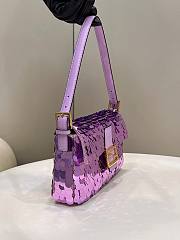 Fendi Mini Baguette purple sequinned leather bag - 3