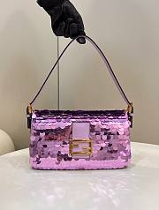 Fendi Mini Baguette purple sequinned leather bag - 4