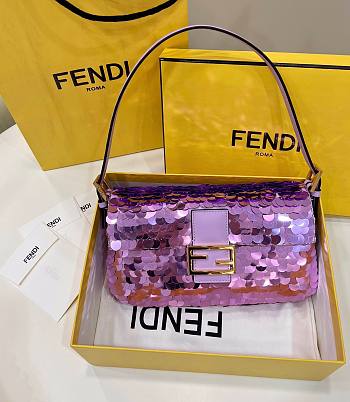 Fendi Mini Baguette purple sequinned leather bag