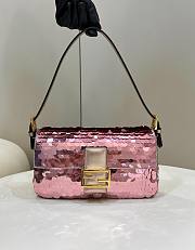 Fendi Mini Baguette light pink sequinned leather bag - 1