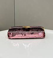 Fendi Mini Baguette light pink sequinned leather bag - 3