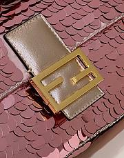 Fendi Mini Baguette light pink sequinned leather bag - 4