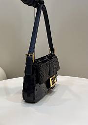 Fendi Mini Baguette black sequinned leather bag - 5