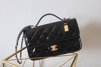 Chanel 22k Patent Calfskin & Gold-Tone Metal Black Bag