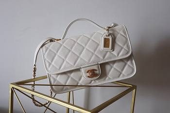 Chanel 22k Calfskin & Gold-Tone Metal White Bag