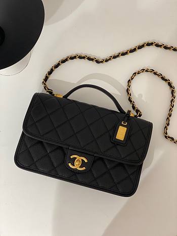 Chanel 22k Calfskin & Gold-Tone Metal Black Bag