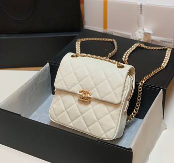 Chanel white caflskin leather backpack