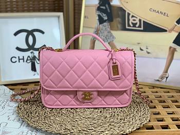 Chanel 22k Calfskin & Gold-Tone Metal Pink Bag