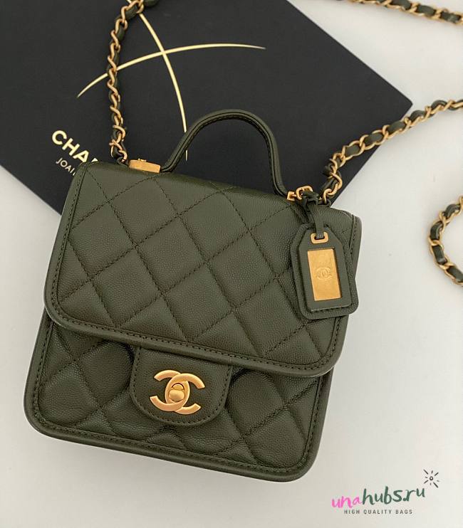 Chanel 22k Calfskin & Gold-Tone Metal Green Mini Bag - 1