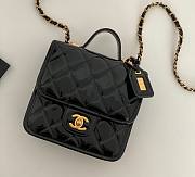 Chanel 22k Gold-Tone Metal Black Patent Mini Bag - 1