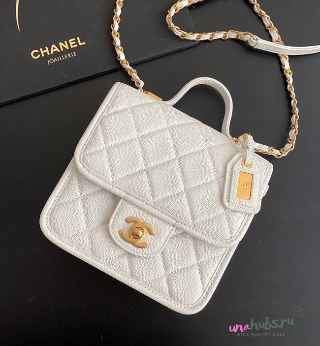 Chanel 22k Calfskin & Gold-Tone Metal White Mini Bag - 1