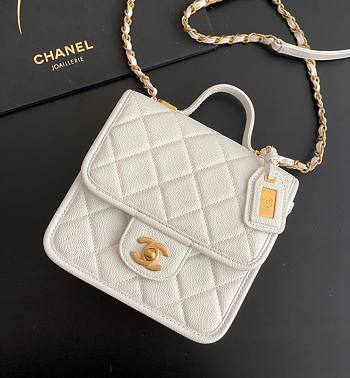 Chanel 22k Calfskin & Gold-Tone Metal White Mini Bag