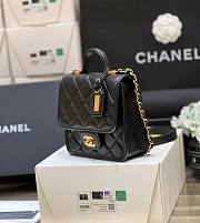 Chanel 22k Calfskin & Gold-Tone Metal Black Mini Bag - 6