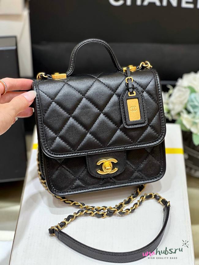 Chanel 22k Calfskin & Gold-Tone Metal Black Mini Bag - 1