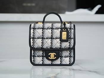 Chanel 22k Tweed & Gold-Tone Metal Black Mini Bag