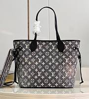 Louis Vuitton Neverfull Gray Denim MM Bag - 1