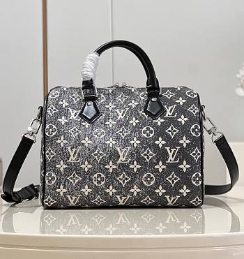 Louis Vuitton Speedy Bandoulière Gray Denim 25 Bag