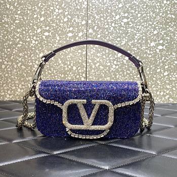 Valentino Garavani small Locò crystal embellished blue bag