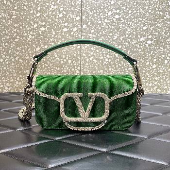 Valentino Garavani small Locò crystal embellished green bag