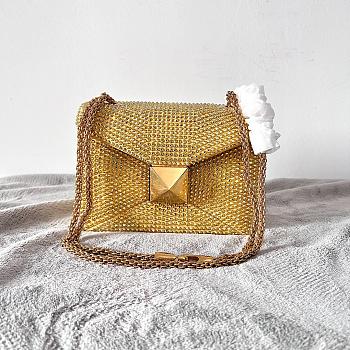 Valentino Garavani One Stud embroidered yellow mini tote bag