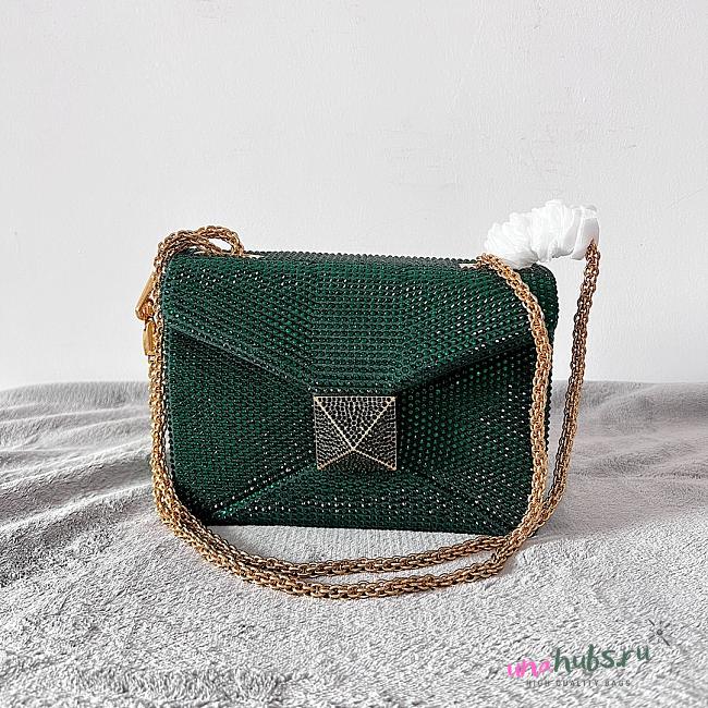 Valentino Garavani One Stud embroidered green mini bag - 1