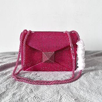 Valentino Garavani One Stud embroidered pink mini bag