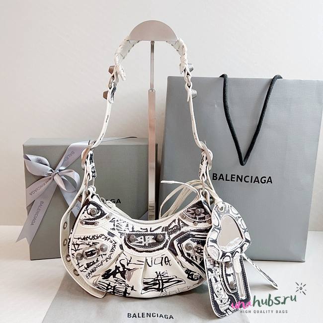 Balenciaga Le Cagole white graffiti XS shoulder bag - 1