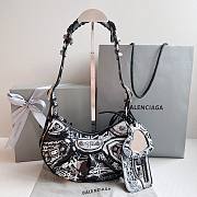 Balenciaga Le Cagole white graffiti XS black shoulder bag - 1