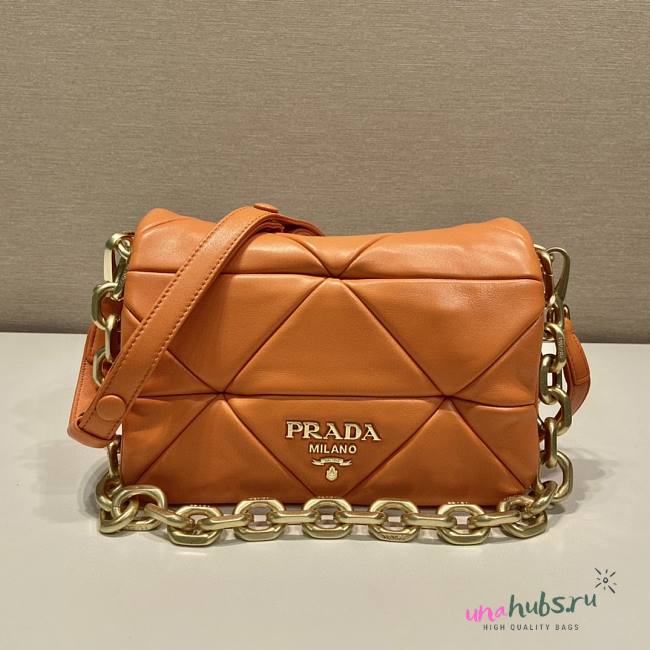 Prada System Nappa Patchwork Orange Shoulder Bag - 1