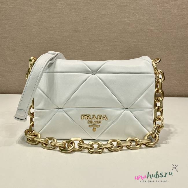 Prada System Nappa Patchwork White Shoulder Bag - 1