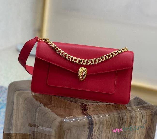 Bvlgari Serpentine east-west maxi chain red shoulder bag - 1