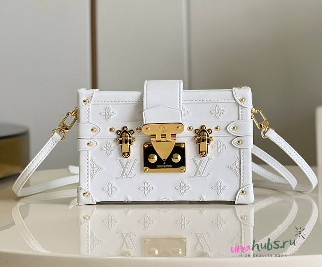 Louis Vuitton Petite Malle white calfskin leather bag - 1