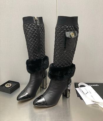 Chanel high shearling boots