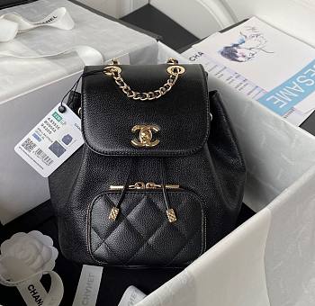 Chanel black calfskin backpack 