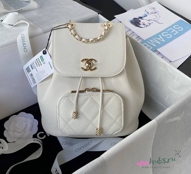 Chanel white calfskin backpack - 1