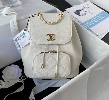 Chanel white calfskin backpack
