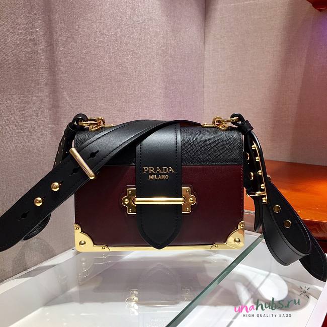 Prada Cahier black & red leather shoulder bag 1BD045 - 1