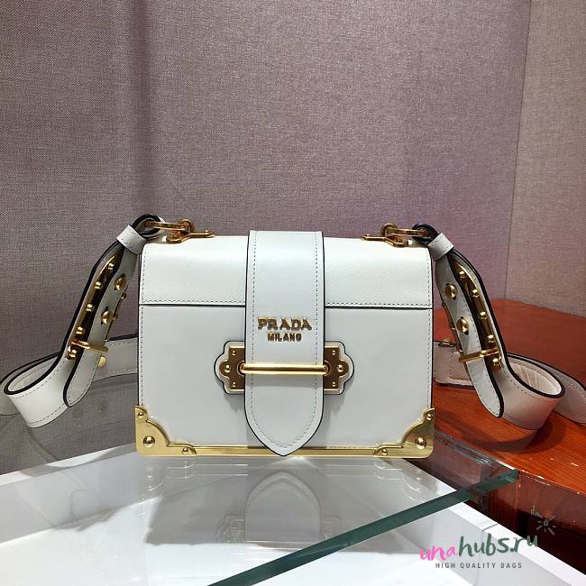 Prada Cahier white leather shoulder bag 1BD045 - 1